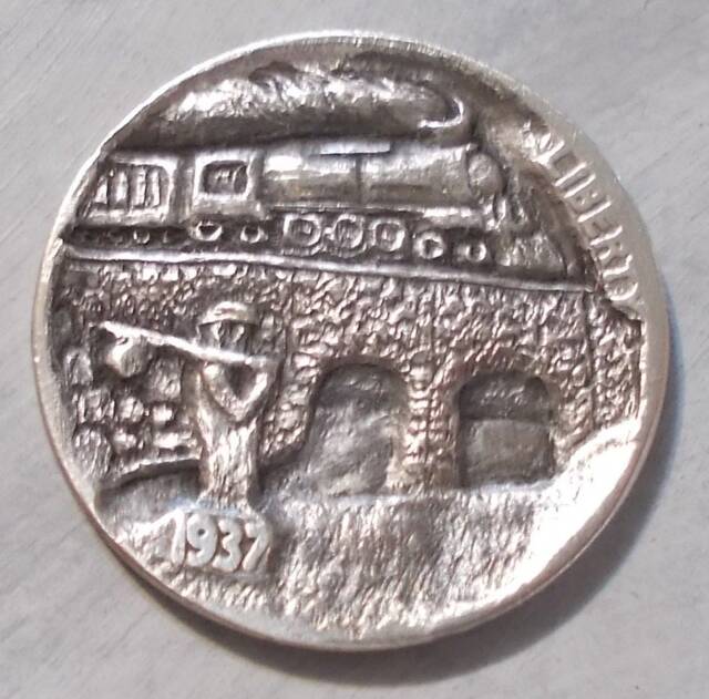 Deep Carved Hobo Nickel, Train Related #82