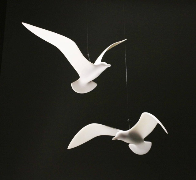 Seagull Mobile Duo By John Perry 14 Inch Wingspan Sculpture Hovering Version - image 1