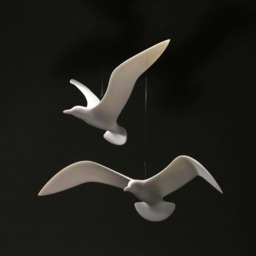 Seagull Mobile Duo By John Perry 14 Inch Wingspan Sculpture Hovering Version - thumbnail 3