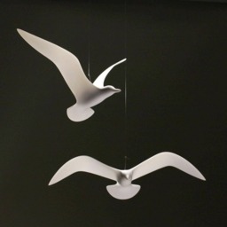 Seagull Mobile Duo By John Perry 14 Inch Wingspan Sculpture Hovering Version - thumbnail 2