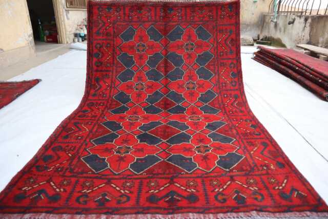3x5 Ft Handmade Afghan Rug, Khal Mohammedi Bukhara Turkmen Oriental Geometric Red Bokhara Livingroom, D??cor Office Rug - image 1