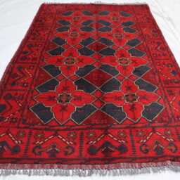 3x5 Ft Handmade Afghan Rug, Khal Mohammedi Bukhara Turkmen Oriental Geometric Red Bokhara Livingroom, D??cor Office Rug - thumbnail 2