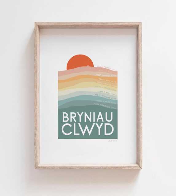 Print Bryniau Clwyd, Clwydian Range Print, Moel Famau Cymraeg, Welsh Mountains, Cymru, Wales - image 1