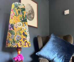 Mustard Flowers Velvet Cone Lampshade, Extra Tall Conical - thumbnail 1
