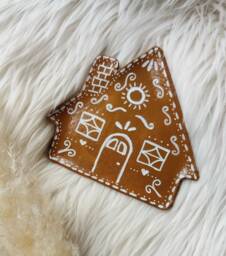 Gingerbread House Plate Christmas Cookie Ceramic Plate, Holiday Decor - Set Of 2-4-6 - thumbnail 1