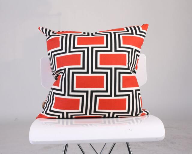 Red Geometric Pillow Cover, Accent Cushion Square Pillow, Home Decor Throw Decorated - image 1