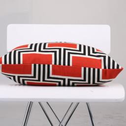Red Geometric Pillow Cover, Accent Cushion Square Pillow, Home Decor Throw Decorated - thumbnail 2