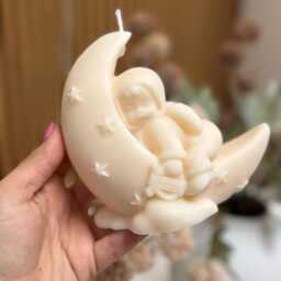 Soy Wax Baby Moon Candle Handmade Scented Gift - thumbnail 2