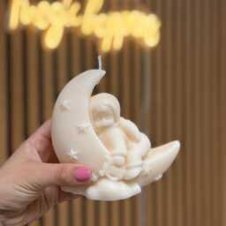 Soy Wax Baby Moon Candle Handmade Scented Gift - thumbnail 3
