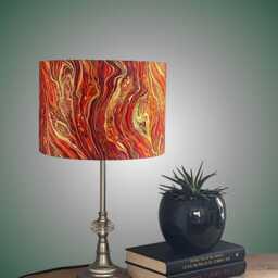 Palazzo Liquid Marble Burnt Orange, Red & Gold Lampshade - thumbnail 2