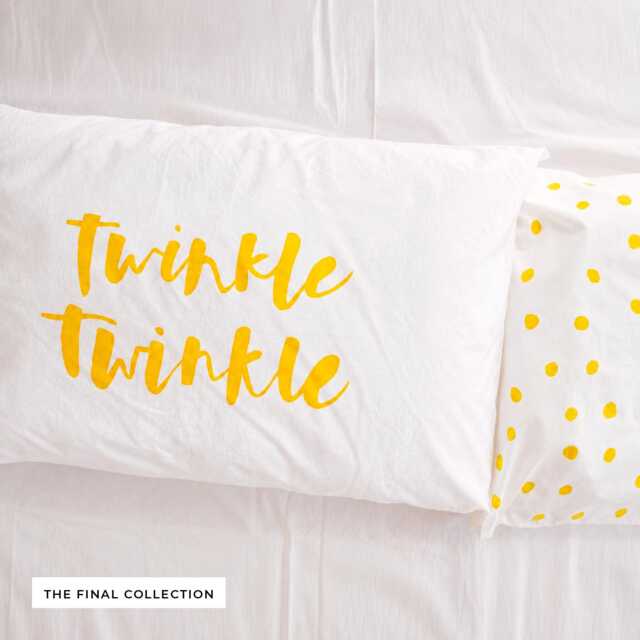 Yellow Twinkle Star Pillowcase - Screen Printed Cotton Baby Bedding - image 1