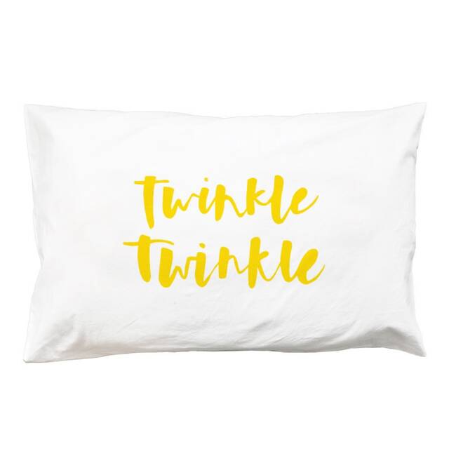Yellow Twinkle Star Pillowcase - Screen Printed Cotton Baby Bedding - image 1