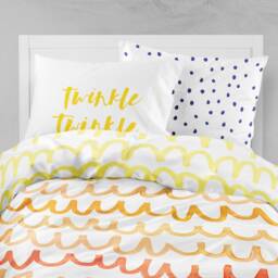 Yellow Twinkle Star Pillowcase - Screen Printed Cotton Baby Bedding - thumbnail 4