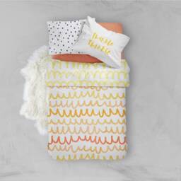 Yellow Twinkle Star Pillowcase - Screen Printed Cotton Baby Bedding - thumbnail 3