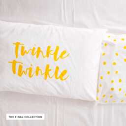 Yellow Twinkle Star Pillowcase - Screen Printed Cotton Baby Bedding
