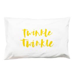 Yellow Twinkle Star Pillowcase - Screen Printed Cotton Baby Bedding - thumbnail 2