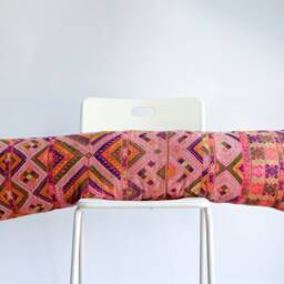 Vintage Embroidered Silk Textile Ethnic Piece Of Tradition Costume Lumbar Pillow Cover - thumbnail 3