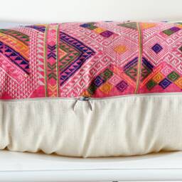 Vintage Embroidered Silk Textile Ethnic Piece Of Tradition Costume Lumbar Pillow Cover - thumbnail 4