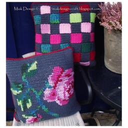 Crochet Cushion Covers With Rose Embroidery & Weaved Stripes-Instant Download PDF Pattern - thumbnail 4