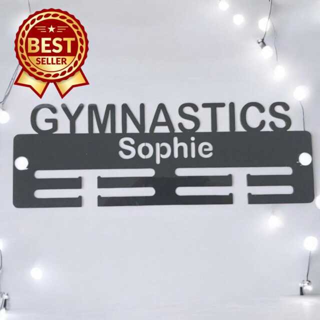 Gymnastics Medal Hanger - Gloss Colours, Custom Name & Colour - image 1