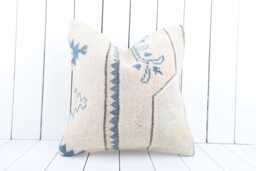 Turkish Kilim Pillow Cover Vintage Anatolian Home Decor - 18x18 Inch - thumbnail 1