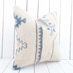 Turkish Kilim Pillow Cover Vintage Anatolian Home Decor - 18x18 Inch - thumbnail 3