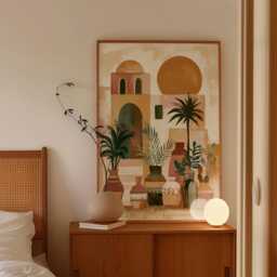 Boho Desert Courtyard Poster, Mediterranean Wall Art, Terracotta Decor - thumbnail 2