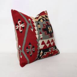 Kilim Cushion Cover, Pillow, Home Decor, Konya K 10 Wool Cushion, Unique, 40x40 cm , 16x16Inc, D??cor , Decorative, Pillow - thumbnail 2