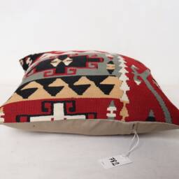 Kilim Cushion Cover, Pillow, Home Decor, Konya K 10 Wool Cushion, Unique, 40x40 cm , 16x16Inc, D??cor , Decorative, Pillow - thumbnail 3
