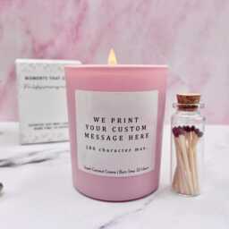 Custom Personalised Message Scented Gift Candle, Thank You Or Birthday in Pink Jar - thumbnail 2
