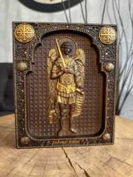 Archangel Michael Wood Carving Religious Wall Art, Christian Gift, 8 Colors, Xs-Xxl, Tax Free - thumbnail 1