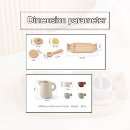 Personalised Silicone Afternoon Tea Set, Engrave Wooden Toddler Play Set, Custom Set, Tea Set, Pretend Toy, Montessori Toy, Toddler Gift - thumbnail 4