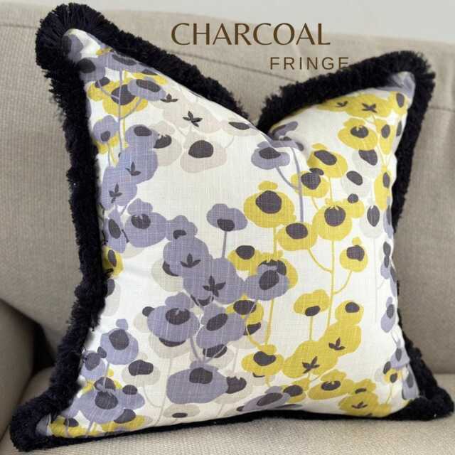 Fringe Cushion, Floral Elodie Cover - Villa Nova Fabric, Choice Of Trim, Custom Sizes - image 1