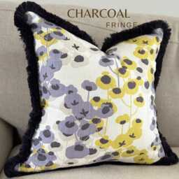 Fringe Cushion, Floral Elodie Cover - Villa Nova Fabric, Choice Of Trim, Custom Sizes - thumbnail 1