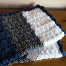 Tri Color Waves Blanket Baby Boy/Girl Blanket, Stroller/Car Seat, Photo Prop - thumbnail 3