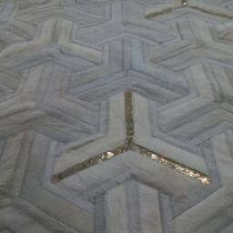 Cowhide Patchwork Rug Raw Leather Argentina - Free Shipping Rugs Mirage/Valle Luna, Mix Of Whites, Creams & Gold Accents, 8' X 10' - thumbnail 3