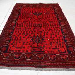 3x5 Ft Afghan Bukhara Rug, Red Khal Mohammedi Handmade Turkmen Oriental Geometric Livingroom D??cor Office Area Carpet - thumbnail 2