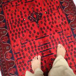 3x5 Ft Afghan Bukhara Rug, Red Khal Mohammedi Handmade Turkmen Oriental Geometric Livingroom D??cor Office Area Carpet - thumbnail 3