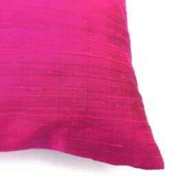 Magenta Raw Silk Pillow Cover - Solid Color Dupioni Cushion - thumbnail 3