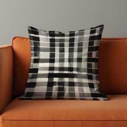 Black & White Plaid Cushion Cover, Modern Checkered Throw Pillow Abstract Grid Pattern in Greyscale, Minimalist Home Decor - thumbnail 4