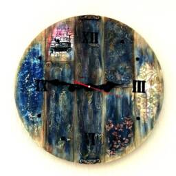 Rustic Wood Wall Clock 19-Inch Industrial Steampunk Art - thumbnail 2