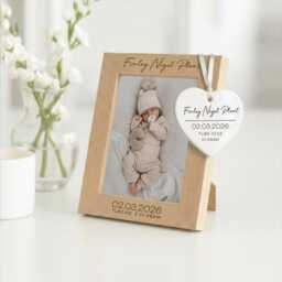 New Baby Photo Frame Engraved Wooden Personalised Frame - thumbnail 1