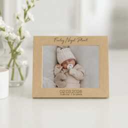 New Baby Photo Frame Engraved Wooden Personalised Frame - thumbnail 3