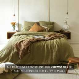Linen Comforter Set Organic Bedding Set, Tan, Natural & Beige Duvet Cover Twin, Full, Queen & King Sizes - thumbnail 3
