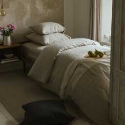 Linen Comforter Set Organic Bedding Set, Tan, Natural & Beige Duvet Cover Twin, Full, Queen & King Sizes - thumbnail 1