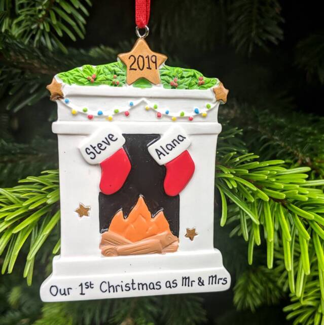 Personalised Family Stocking Fireplace Christmas Tree Ornament Decoration Couple 1St 2025 New Home Bauble First Xmas Together Hanging Gift - image 1