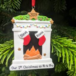 Personalised Family Stocking Fireplace Christmas Tree Ornament Decoration Couple 1St 2025 New Home Bauble First Xmas Together Hanging Gift - thumbnail 1