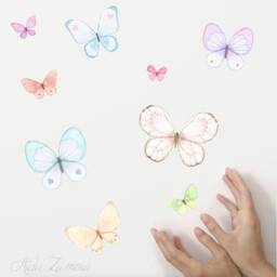 Premium Fabric Wall Decal, Butterflies, Nursery Wall Decal, Watercolor Butterflies Butterfly Nursery Sticker - thumbnail 2