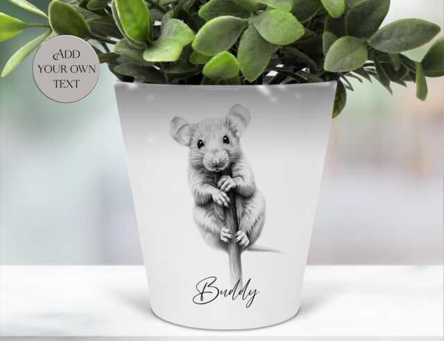 Sketched Ceramic Rat Plant Pot - Pen Organiser Makeup Brushes Holder - image 1
