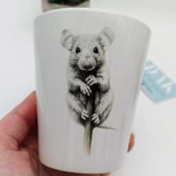Sketched Ceramic Rat Plant Pot - Pen Organiser Makeup Brushes Holder - thumbnail 4